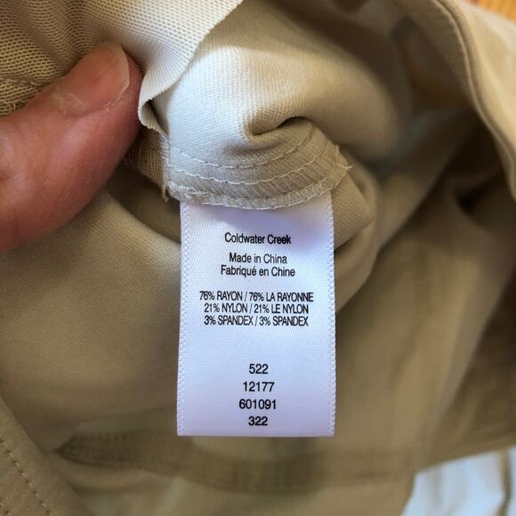 Coldwater Creek NWT Women's Khaki "Shape Me" Pull On Pants Size 14P - Picture 9 of 9